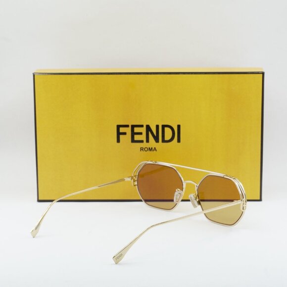 Fendi FE40039U 10L Geometric Sunglasses - Gold/Yellow Mirror main image 6